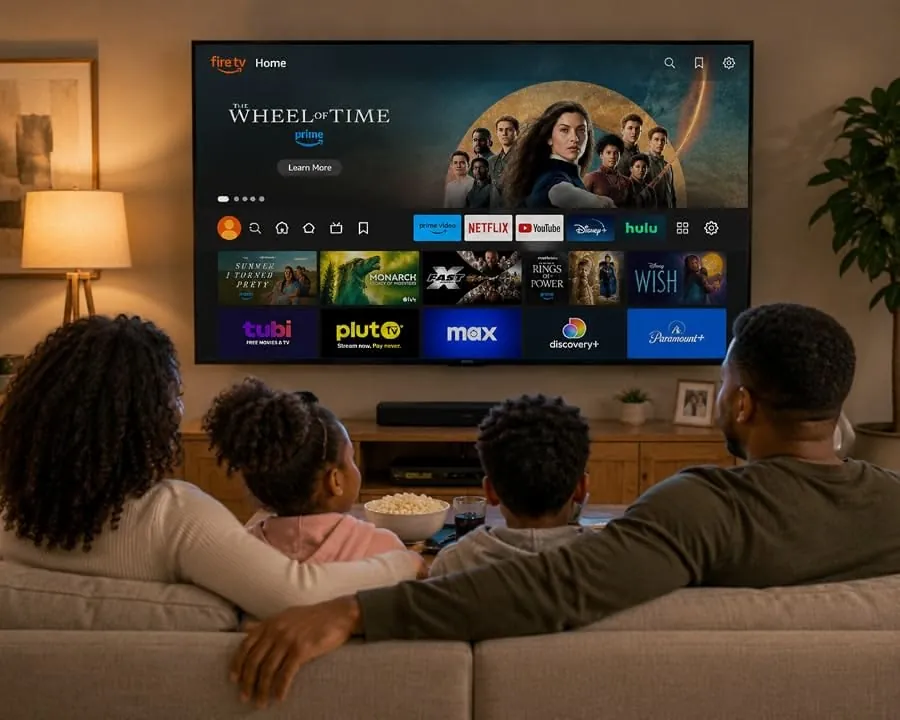 Gezin kijkt samen tv